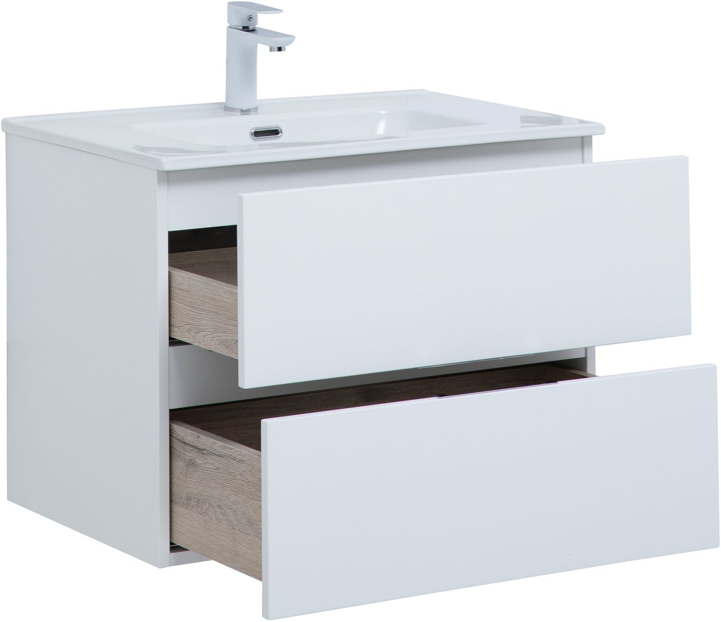 Мебель для ванной Aquanet Алвита New 70 см  2 ящика, белый матовый, цвет хром 303909 - фото 2