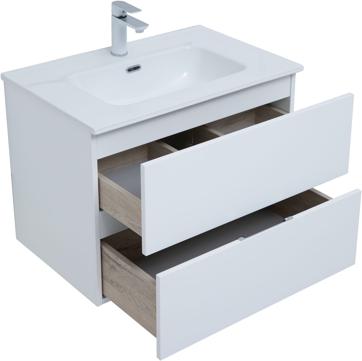 Мебель для ванной Aquanet Алвита New 70 см  2 ящика, белый матовый, цвет хром 303909 - фото 3