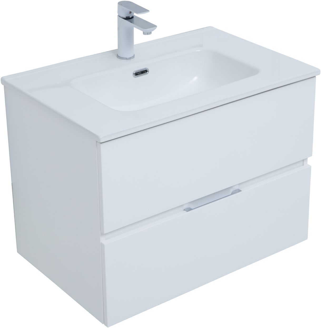 Мебель для ванной Aquanet Алвита New 70 см  2 ящика, белый матовый, цвет хром 303909 - фото 5