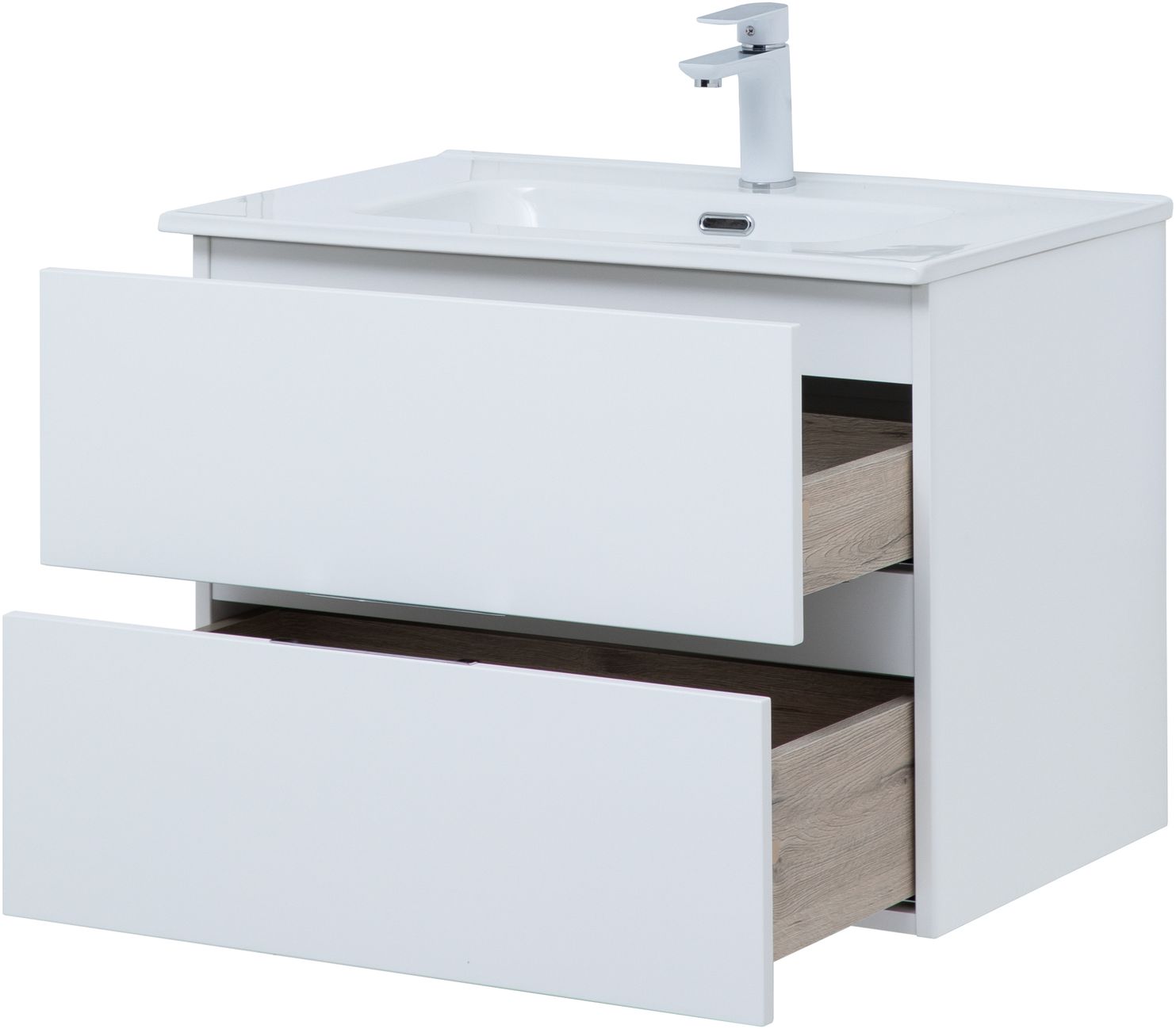 Мебель для ванной Aquanet Алвита New 70 см  2 ящика, белый матовый, цвет хром 303909 - фото 7