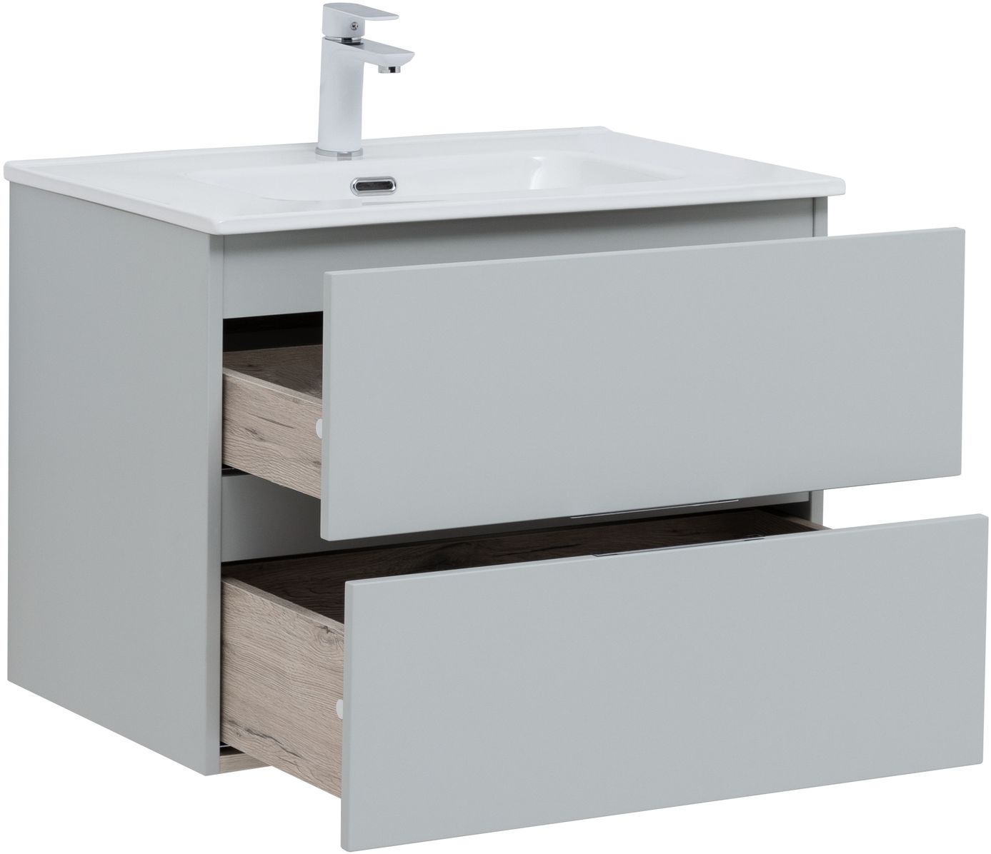 Мебель для ванной Aquanet Алвита New 70 см  2 ящика, серый, цвет белый 303907 - фото 4