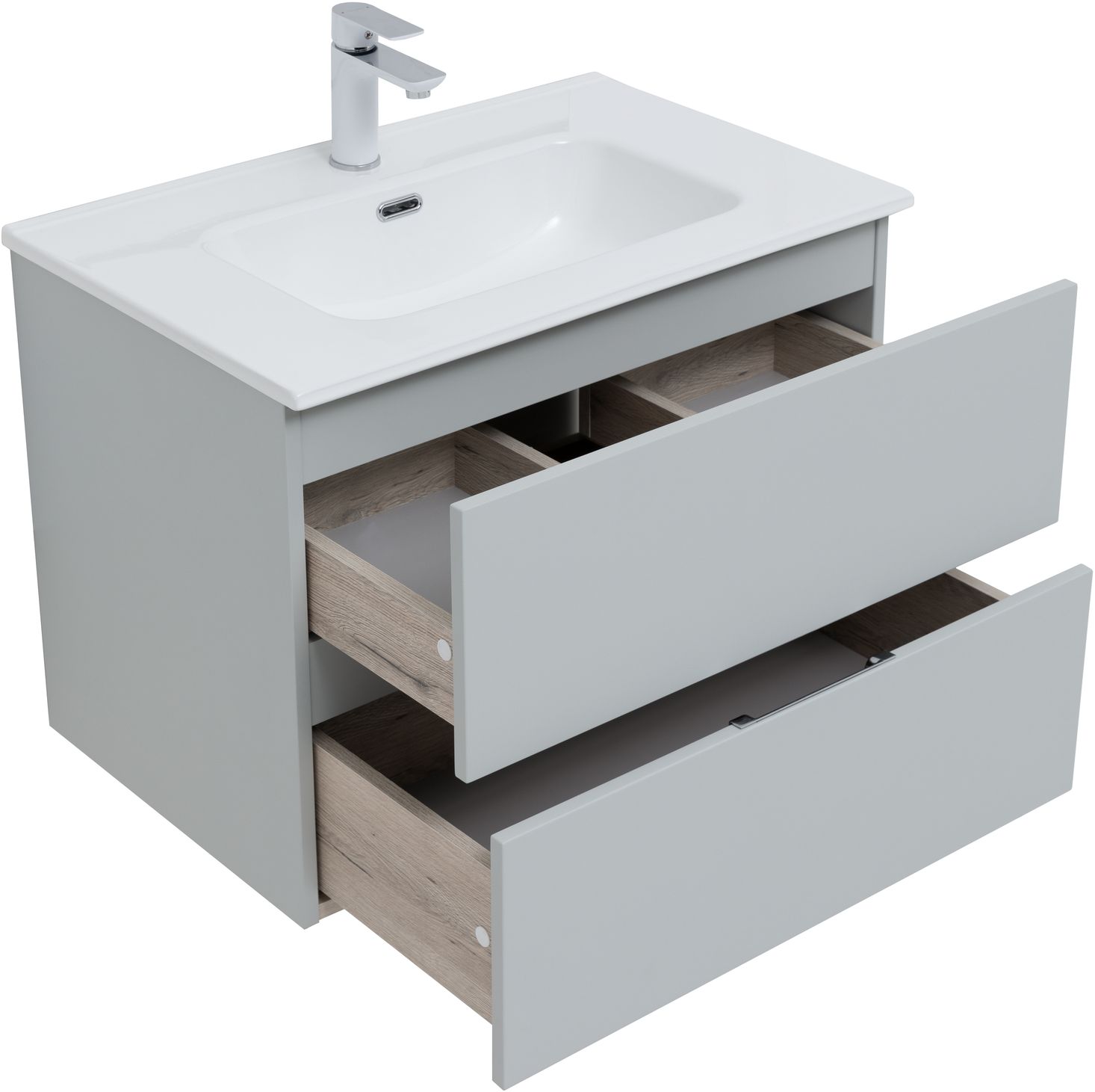 Мебель для ванной Aquanet Алвита New 70 см  2 ящика, серый, цвет белый 303907 - фото 6