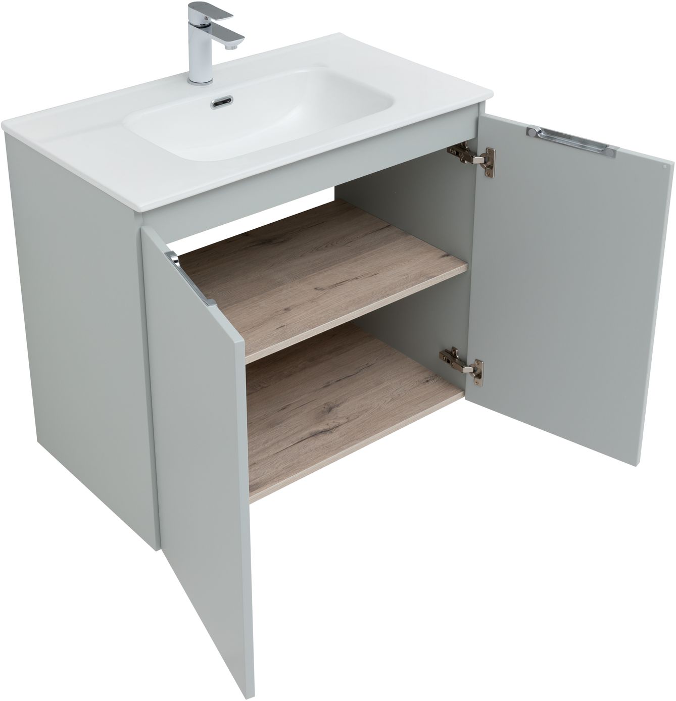 Мебель для ванной Aquanet Алвита New 80 см  2 дверцы, серый, цвет белый 277528 - фото 5