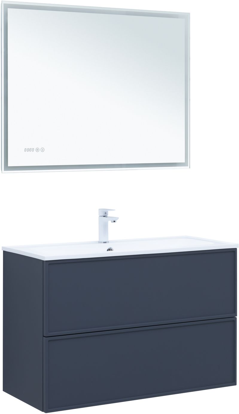 Мебель для ванной Aquanet Арт 100 см маренго, цвет синий 313267 - фото 13