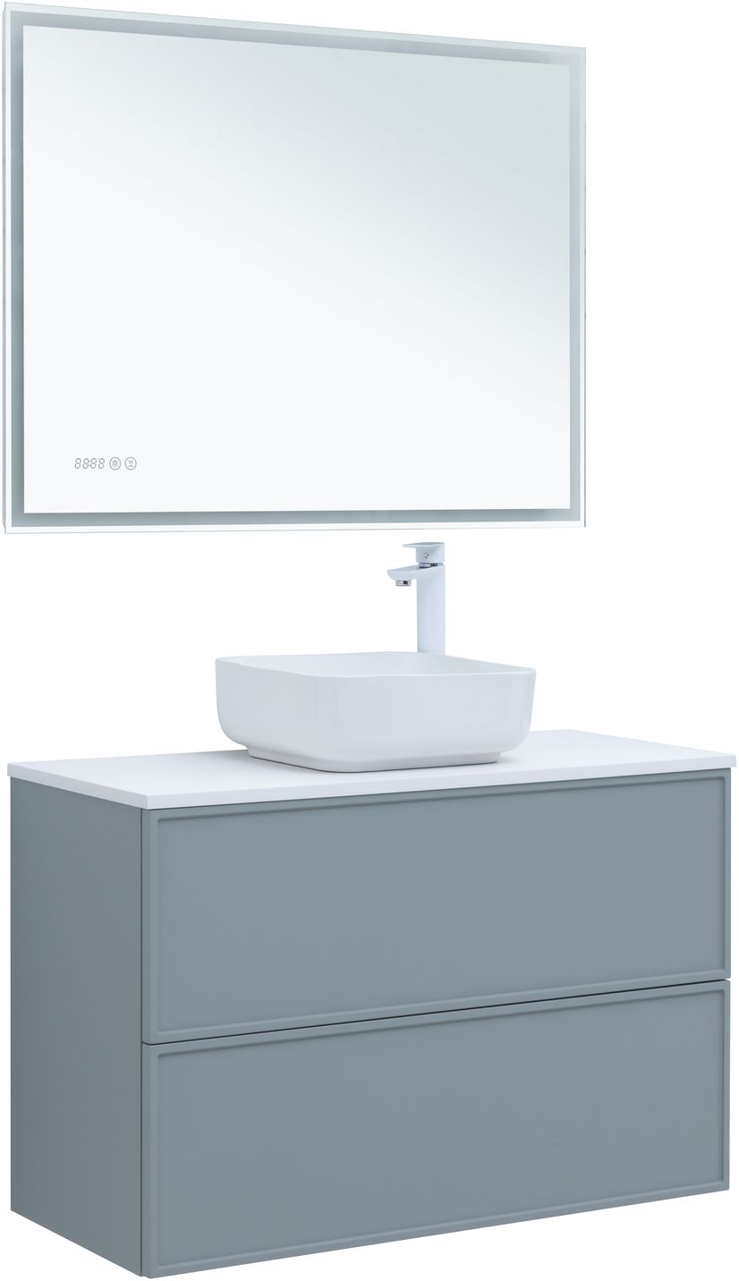 Мебель для ванной Aquanet Арт 100 см мисти грин, цвет серый 313277 - фото 6