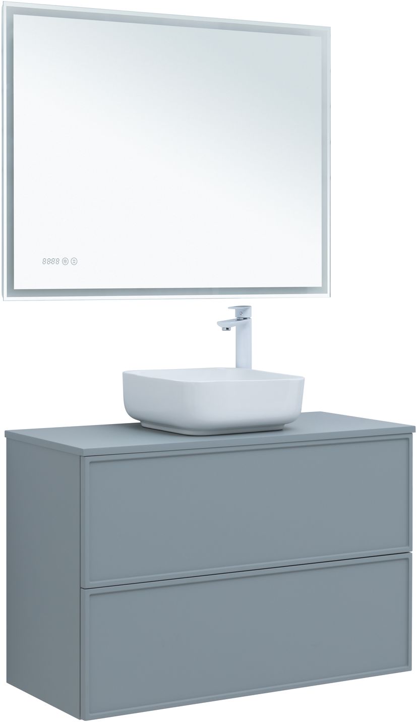 Мебель для ванной Aquanet Арт 100 см мисти грин, цвет серый 313277 - фото 7