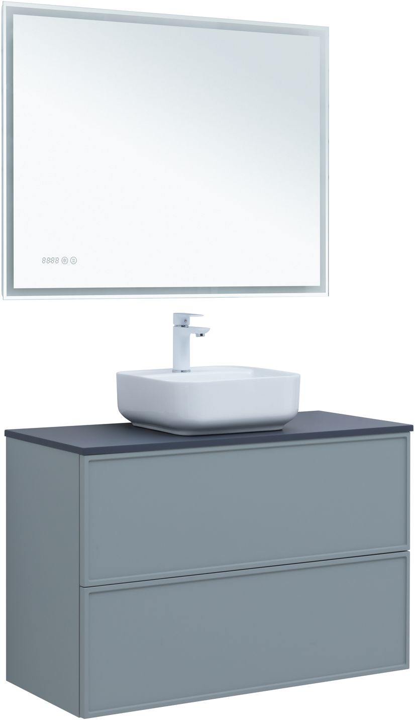 Мебель для ванной Aquanet Арт 100 см мисти грин, цвет серый 313277 - фото 8