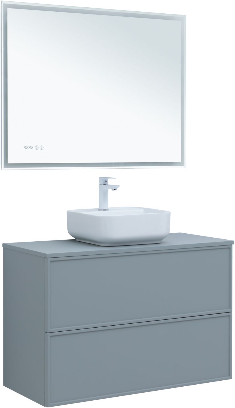 Мебель для ванной Aquanet Арт 100 см мисти грин, цвет серый 313277 - фото 9