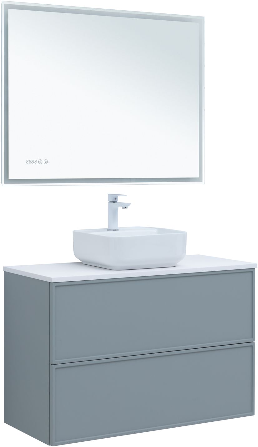 Мебель для ванной Aquanet Арт 100 см мисти грин, цвет серый 313277 - фото 10