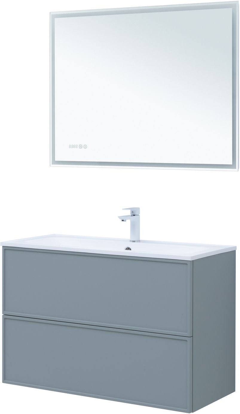 Мебель для ванной Aquanet Арт 100 см мисти грин, цвет серый 313277 - фото 12