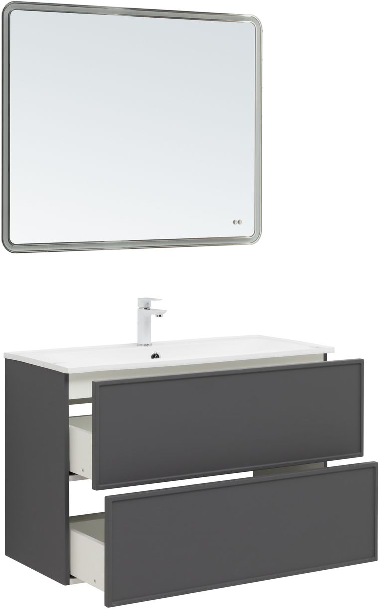 Мебель для ванной Aquanet Арт 100 см ясень графит, цвет серый 329614 - фото 3