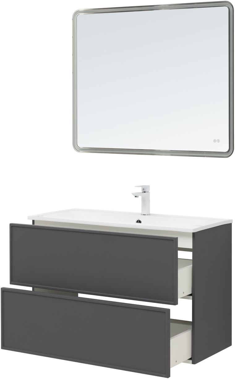 Мебель для ванной Aquanet Арт 100 см ясень графит, цвет серый 329614 - фото 7