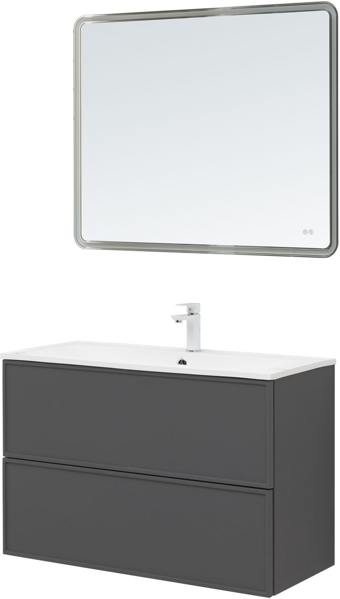 Мебель для ванной Aquanet Арт 100 см ясень графит, цвет серый 329614 - фото 9