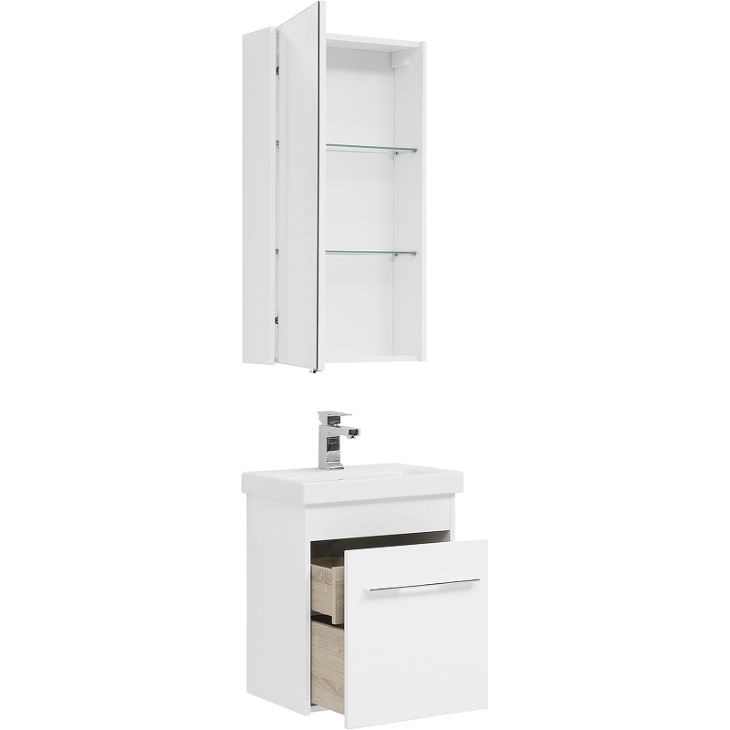 Мебель для ванной Aquanet Августа 50 см подвесная 2 ящика, белая, цвет белый 274015 - фото 3