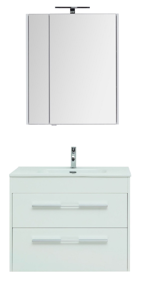 Мебель для ванной Aquanet Августа 80 см подвесная 2 ящика, белая, цвет белый