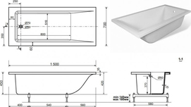 Фото Ванна из искусственного мрамора Aquanet Bright Stone 150x70 AQ-00368583 белая