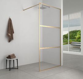 Душевая перегородка Aquanet SW 100x200 SW-1000GST стекло прозрачное, профиль золото