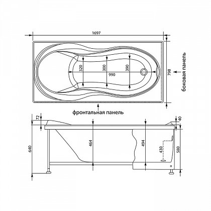 Акриловая ванна Aquanet Grenada 170x80, размер 170x80, цвет белый - фото 3