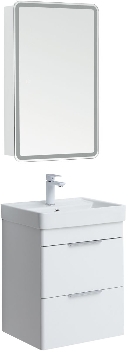 Мебель для ванной Aquanet Ирис New 50 см белый глянец (2 ящика), цвет серебро 310143 Ирис New 50 см белый глянец (2 ящика) - фото 2