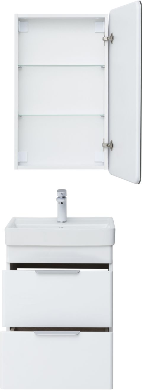 Мебель для ванной Aquanet Ирис New 50 см белый глянец (2 ящика), цвет серебро 310143 Ирис New 50 см белый глянец (2 ящика) - фото 4