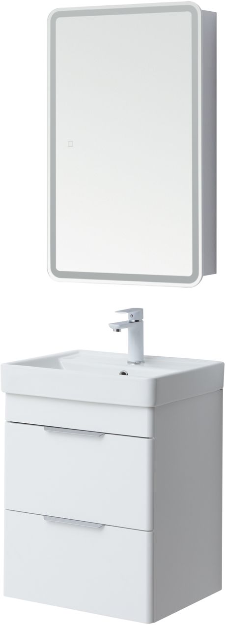 Мебель для ванной Aquanet Ирис New 50 см белый глянец (2 ящика), цвет серебро 310143 Ирис New 50 см белый глянец (2 ящика) - фото 6