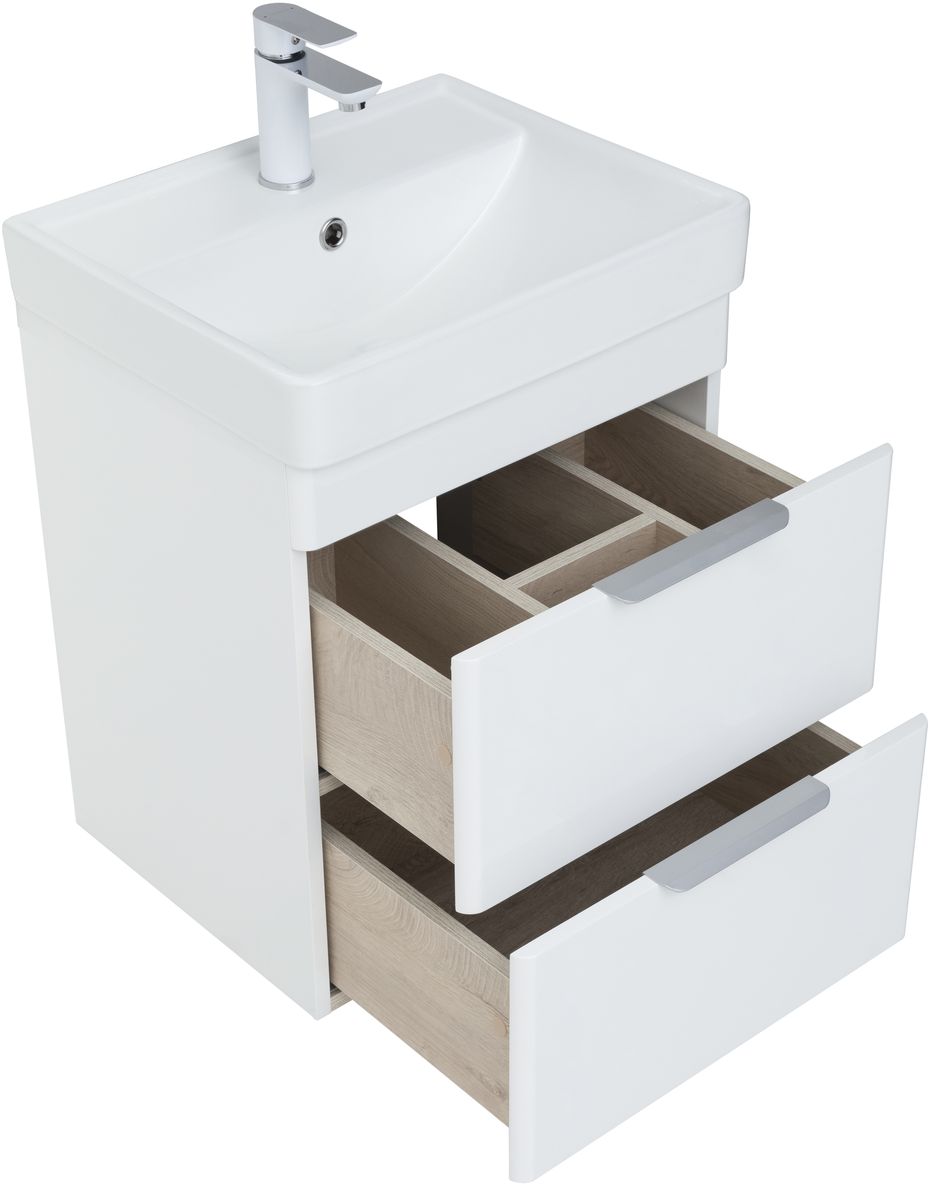 Мебель для ванной Aquanet Ирис New 50 см белый глянец (2 ящика), цвет серебро 310143 Ирис New 50 см белый глянец (2 ящика) - фото 11