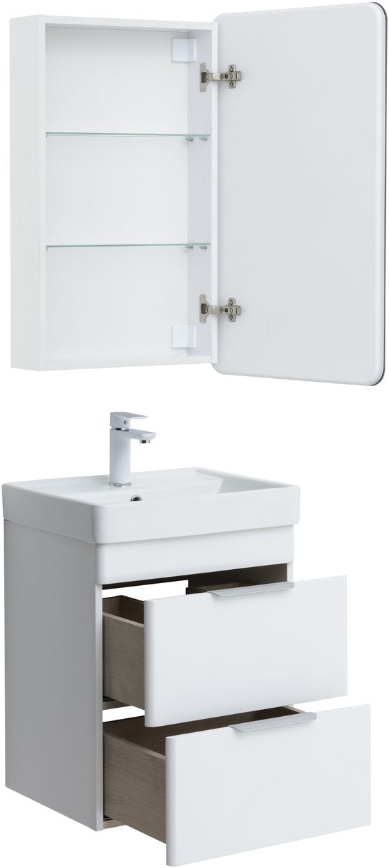 Мебель для ванной Aquanet Ирис New 50 см белый глянец (2 ящика), цвет серебро 310143 Ирис New 50 см белый глянец (2 ящика) - фото 12