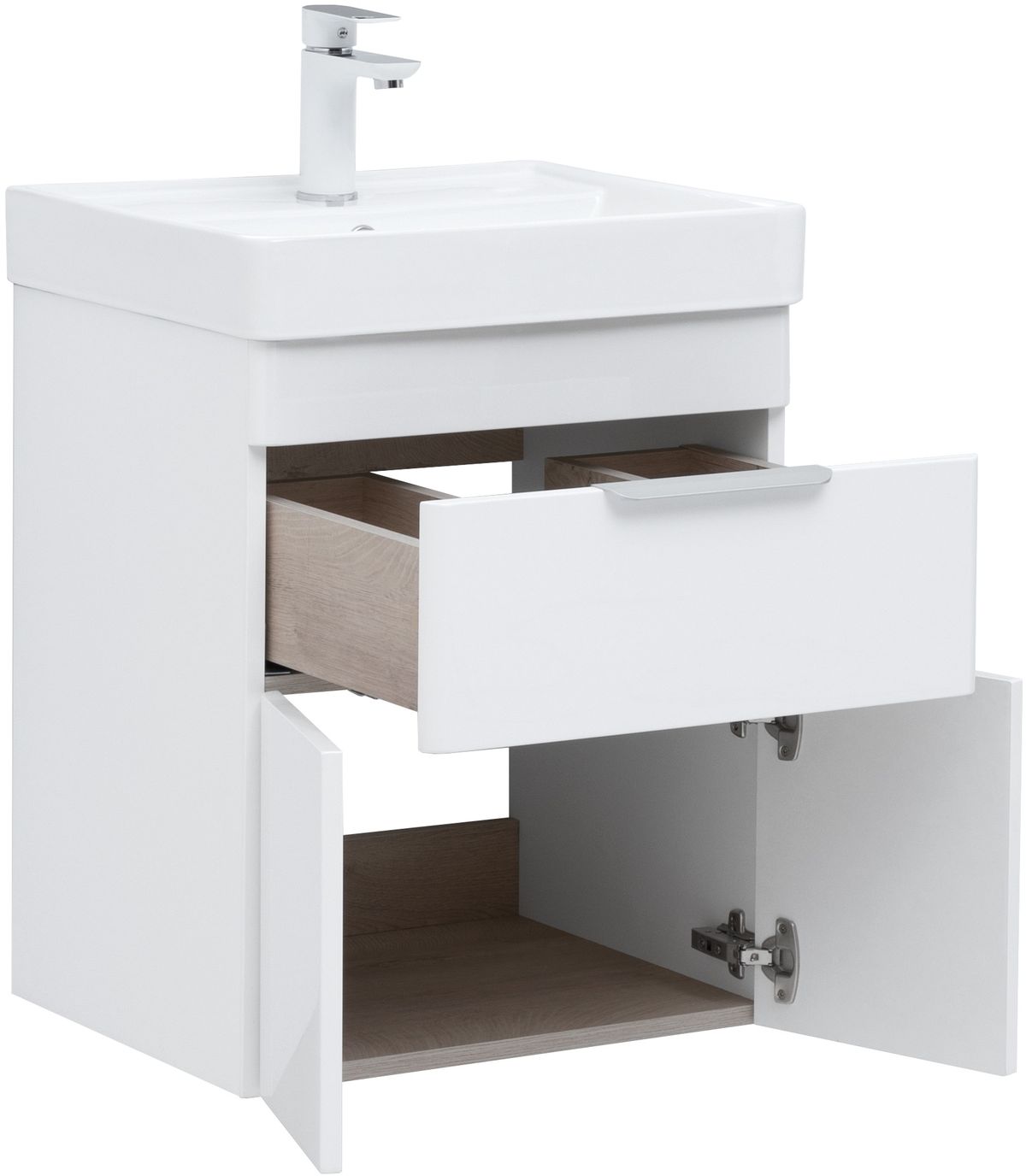 Мебель для ванной Aquanet Ирис New 50 см белый глянец (1 ящик, 2 дверцы), цвет серебро 310147 Ирис New 50 см белый глянец (1 ящик, 2 дверцы) - фото 3