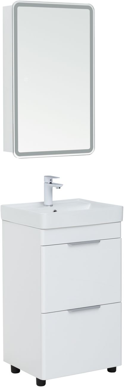 Мебель для ванной Aquanet Ирис New 50 см белый глянец (2 ящика), цвет серебро 310151 Ирис New 50 см белый глянец (2 ящика) - фото 2