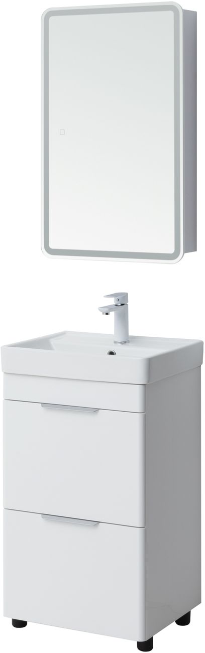 Мебель для ванной Aquanet Ирис New 50 см белый глянец (2 ящика), цвет серебро 310151 Ирис New 50 см белый глянец (2 ящика) - фото 3