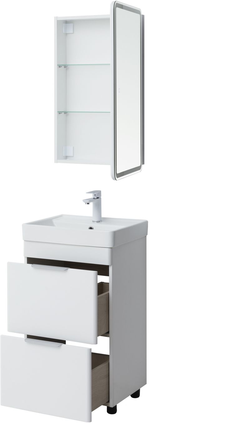 Мебель для ванной Aquanet Ирис New 50 см белый глянец (2 ящика), цвет серебро 310151 Ирис New 50 см белый глянец (2 ящика) - фото 5