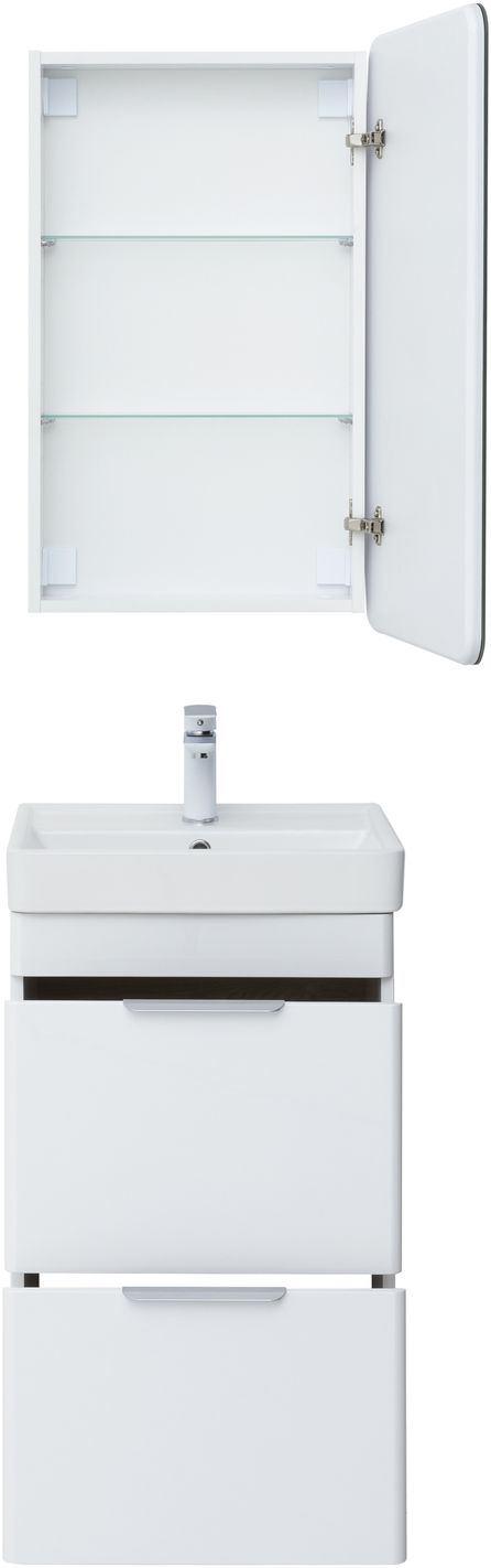 Мебель для ванной Aquanet Ирис New 50 см белый глянец (2 ящика), цвет серебро 310151 Ирис New 50 см белый глянец (2 ящика) - фото 6