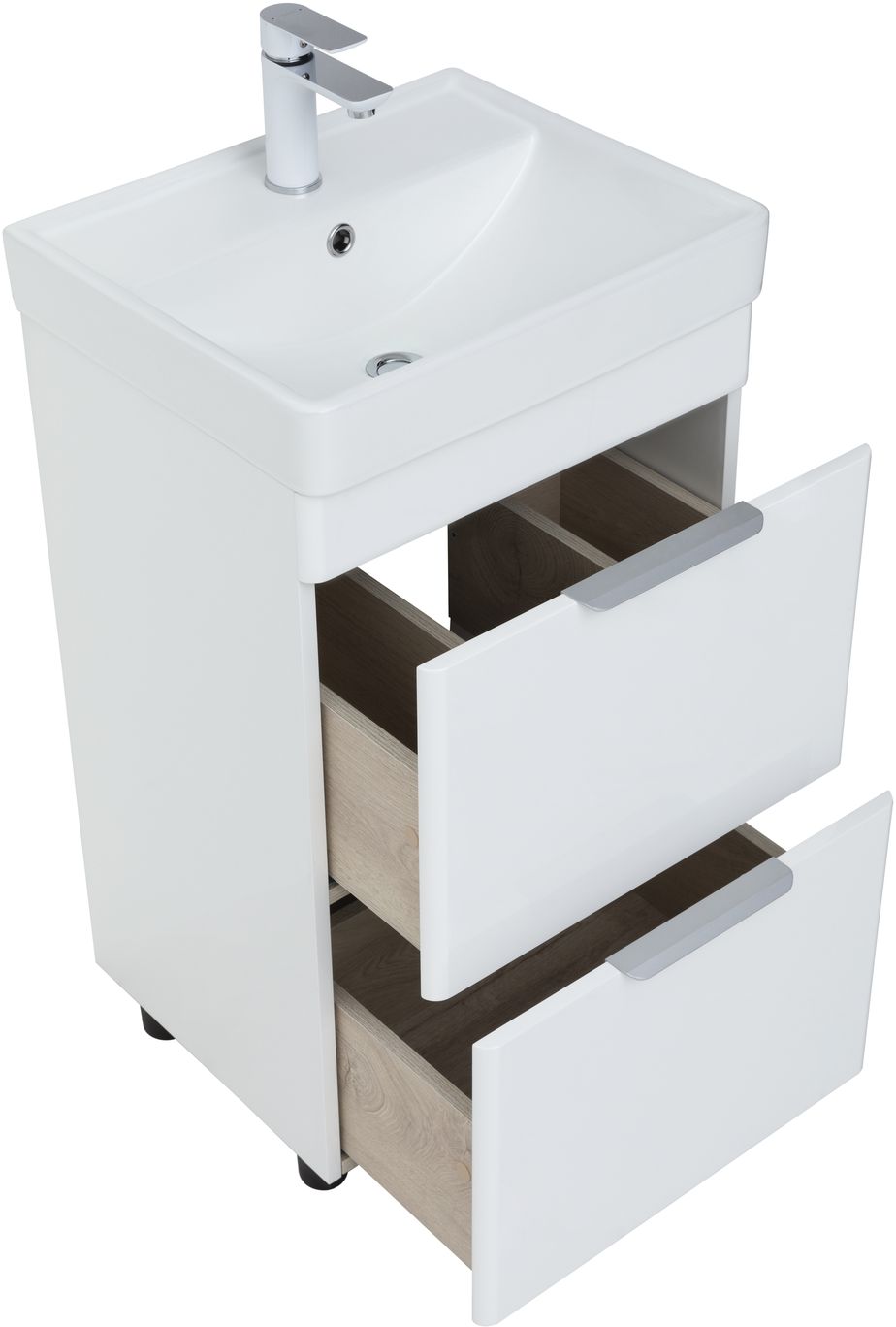 Мебель для ванной Aquanet Ирис New 50 см белый глянец (2 ящика), цвет серебро 310151 Ирис New 50 см белый глянец (2 ящика) - фото 11