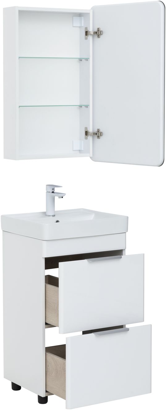 Мебель для ванной Aquanet Ирис New 50 см белый глянец (2 ящика), цвет серебро 310151 Ирис New 50 см белый глянец (2 ящика) - фото 12