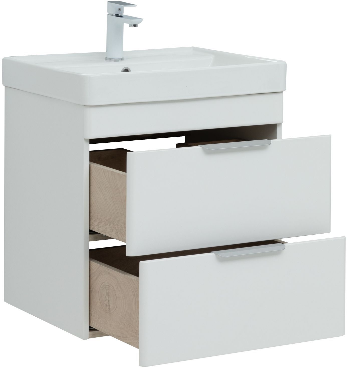 Мебель для ванной Aquanet Ирис New 60 см белый глянец (2 ящика), цвет серебро 310144 Ирис New 60 см белый глянец (2 ящика) - фото 8