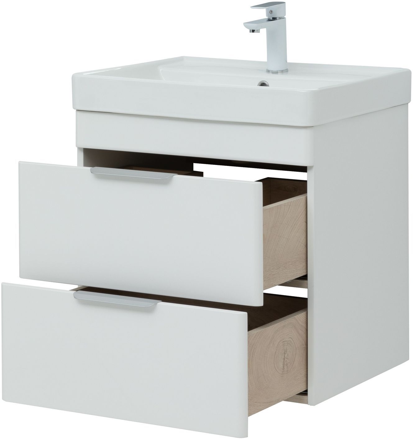 Мебель для ванной Aquanet Ирис New 60 см белый глянец (2 ящика), цвет серебро 310144 Ирис New 60 см белый глянец (2 ящика) - фото 9