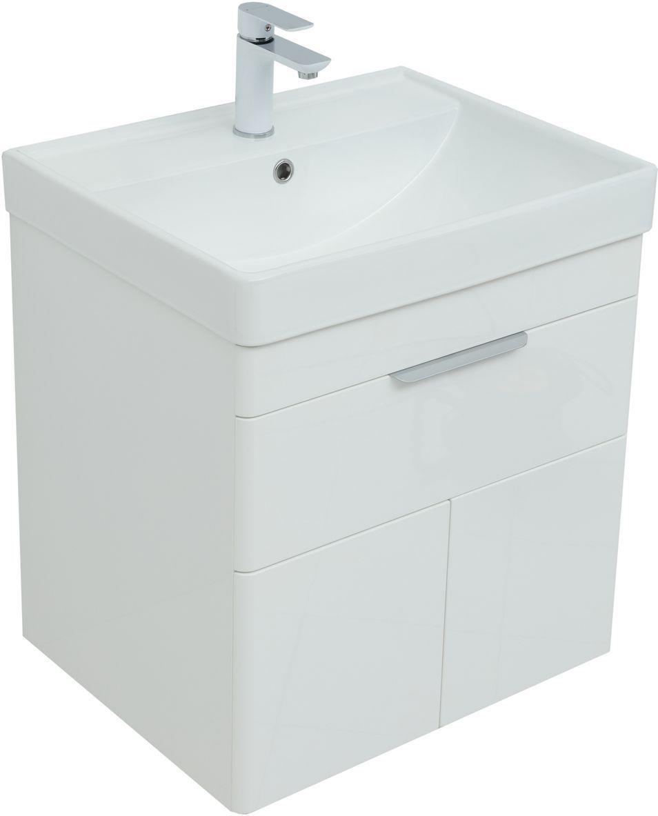 Мебель для ванной Aquanet Ирис New 60 см белый глянец (1 ящик, 2 дверцы), цвет серебро 310148 Ирис New 60 см белый глянец (1 ящик, 2 дверцы) - фото 2