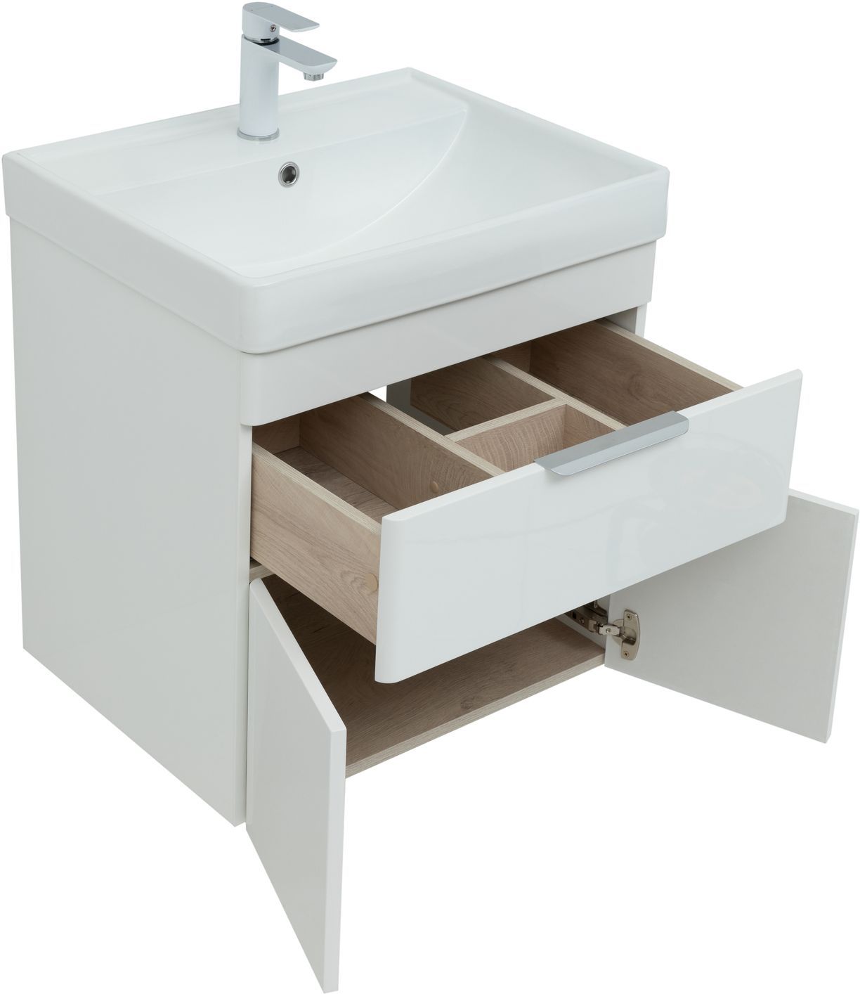 Мебель для ванной Aquanet Ирис New 60 см белый глянец (1 ящик, 2 дверцы), цвет серебро 310148 Ирис New 60 см белый глянец (1 ящик, 2 дверцы) - фото 3