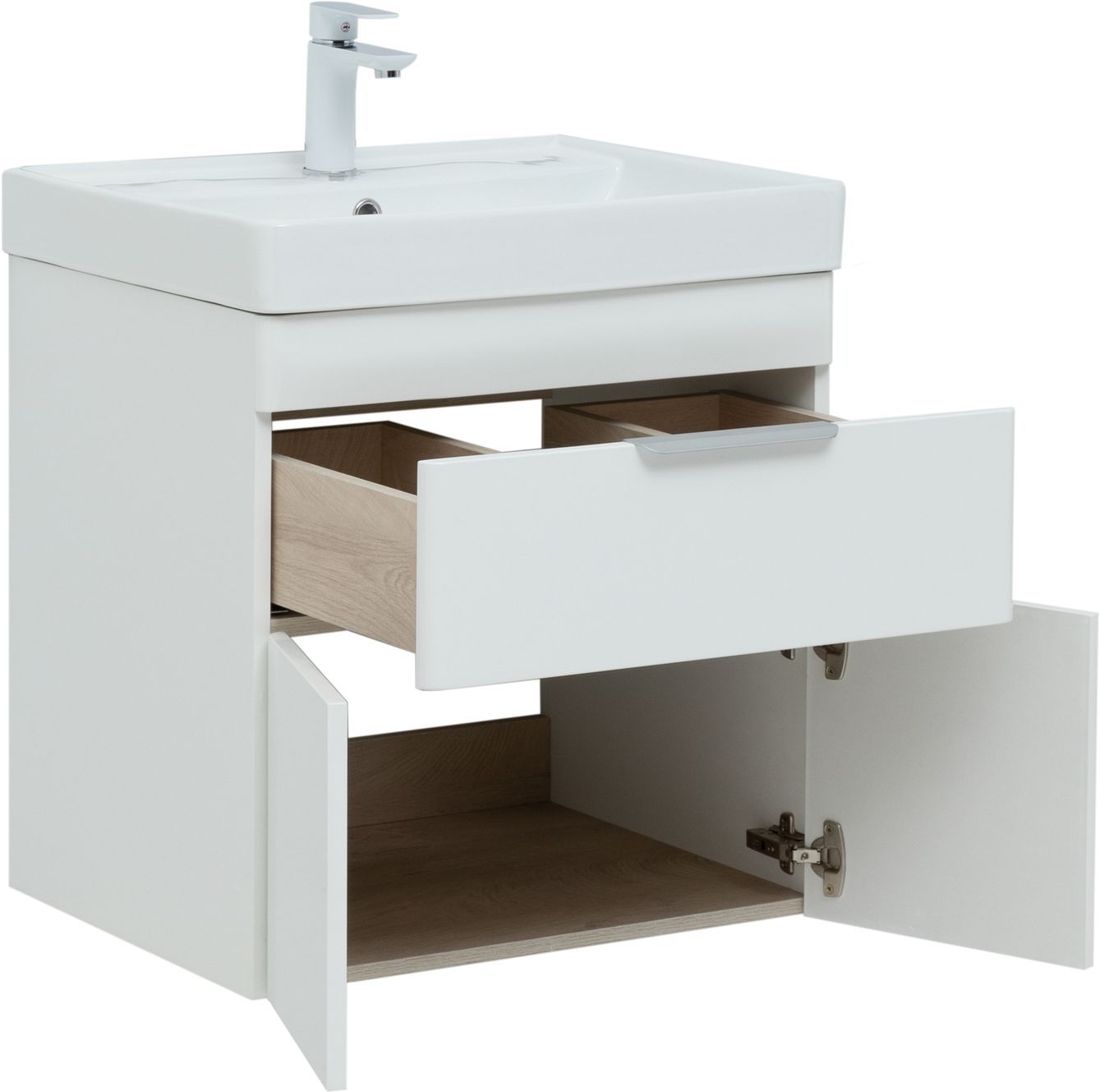 Мебель для ванной Aquanet Ирис New 60 см белый глянец (1 ящик, 2 дверцы), цвет серебро 310148 Ирис New 60 см белый глянец (1 ящик, 2 дверцы) - фото 4