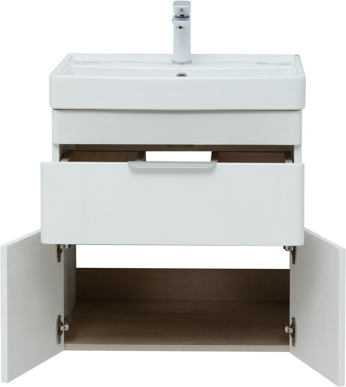 Мебель для ванной Aquanet Ирис New 60 см белый глянец (1 ящик, 2 дверцы), цвет серебро 310148 Ирис New 60 см белый глянец (1 ящик, 2 дверцы) - фото 6