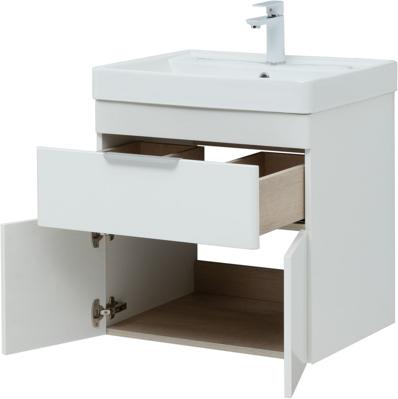 Мебель для ванной Aquanet Ирис New 60 см белый глянец (1 ящик, 2 дверцы), цвет серебро 310148 Ирис New 60 см белый глянец (1 ящик, 2 дверцы) - фото 8
