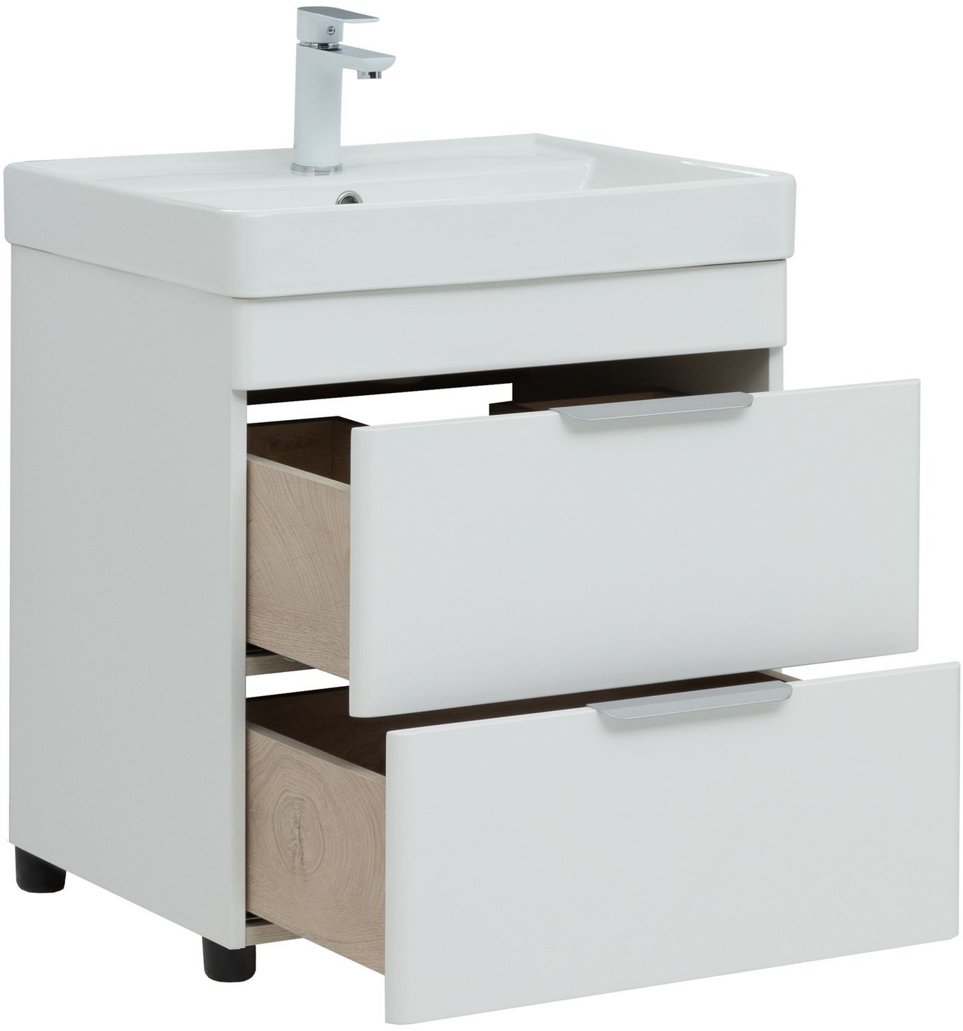 Мебель для ванной Aquanet Ирис New 60 см белый глянец (2 ящика), цвет серебро 310152 Ирис New 60 см белый глянец (2 ящика) - фото 8