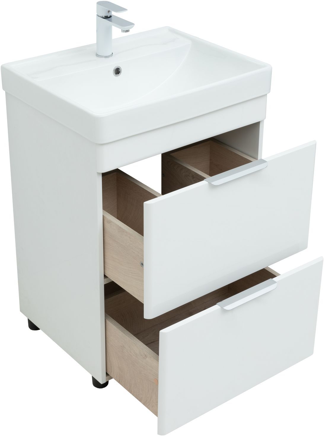 Мебель для ванной Aquanet Ирис New 60 см белый глянец (2 ящика), цвет серебро 310152 Ирис New 60 см белый глянец (2 ящика) - фото 11