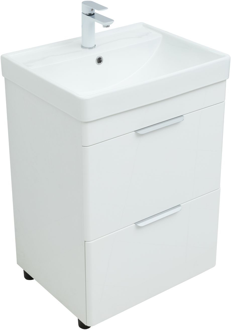 Мебель для ванной Aquanet Ирис New 60 см белый глянец (2 ящика), цвет серебро 310152 Ирис New 60 см белый глянец (2 ящика) - фото 12