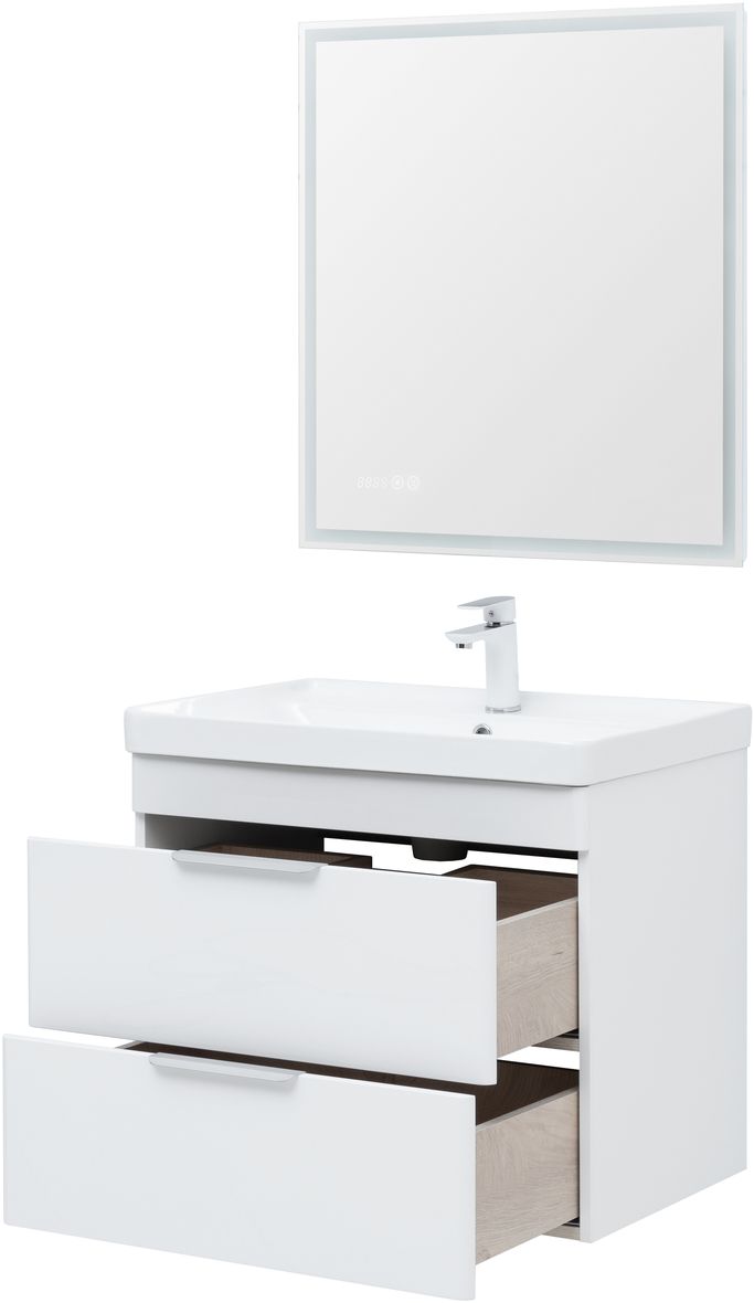 Мебель для ванной Aquanet Ирис New 70 см белый глянец (2 ящика), цвет серебро 310145 Ирис New 70 см белый глянец (2 ящика) - фото 6