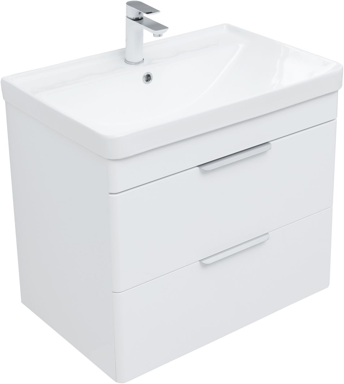 Мебель для ванной Aquanet Ирис New 70 см белый глянец (2 ящика), цвет серебро 310145 Ирис New 70 см белый глянец (2 ящика) - фото 8