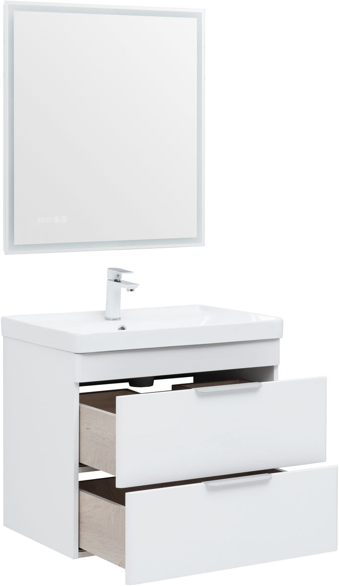 Мебель для ванной Aquanet Ирис New 70 см белый глянец (2 ящика), цвет серебро 310145 Ирис New 70 см белый глянец (2 ящика) - фото 9