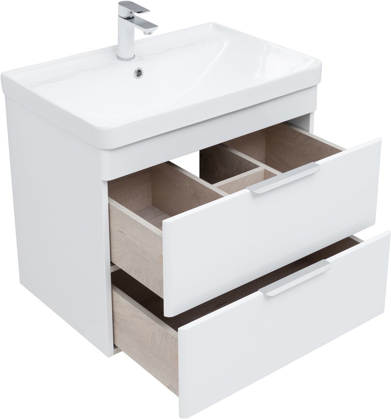 Мебель для ванной Aquanet Ирис New 70 см белый глянец (2 ящика), цвет серебро 310145 Ирис New 70 см белый глянец (2 ящика) - фото 11