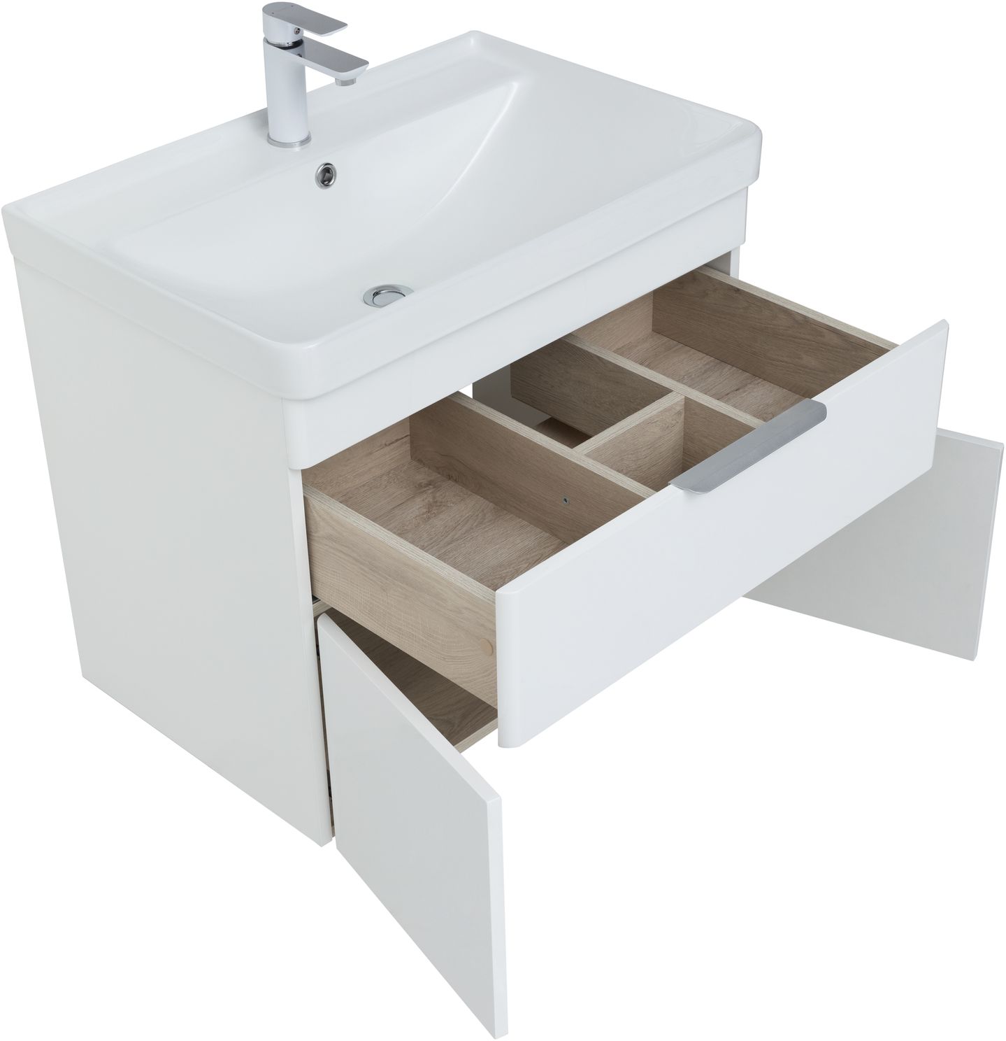 Мебель для ванной Aquanet Ирис New 70 см белый глянец (1 ящик, 2 дверцы), цвет серебро 310149 Ирис New 70 см белый глянец (1 ящик, 2 дверцы) - фото 5
