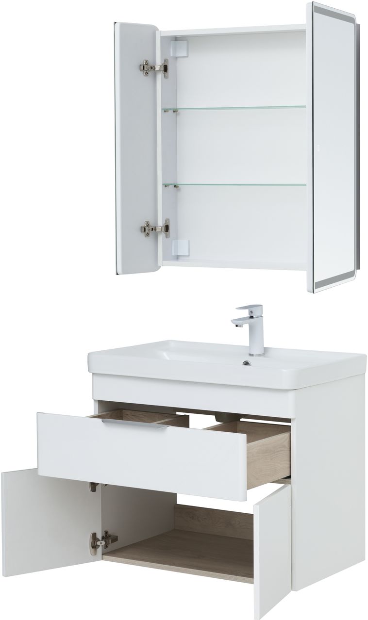 Мебель для ванной Aquanet Ирис New 70 см белый глянец (1 ящик, 2 дверцы), цвет серебро 310149 Ирис New 70 см белый глянец (1 ящик, 2 дверцы) - фото 8